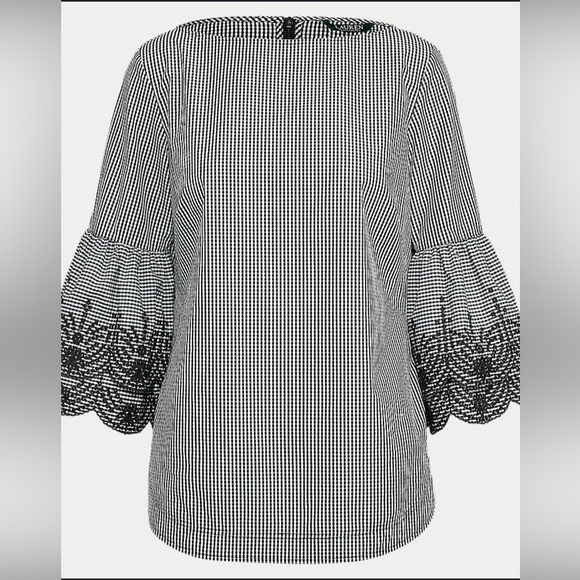 Ralph Lauren Black and White Gingham top NWOT size Large - Picture 1 of 5